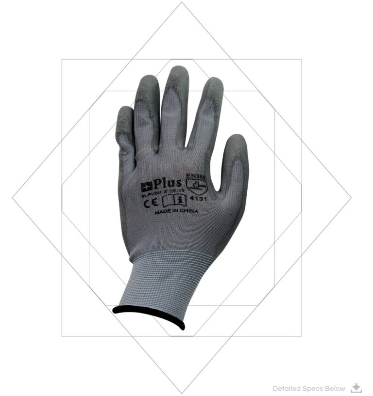 13 Gauge Seamless Nylon Liner With Grey PU Coating