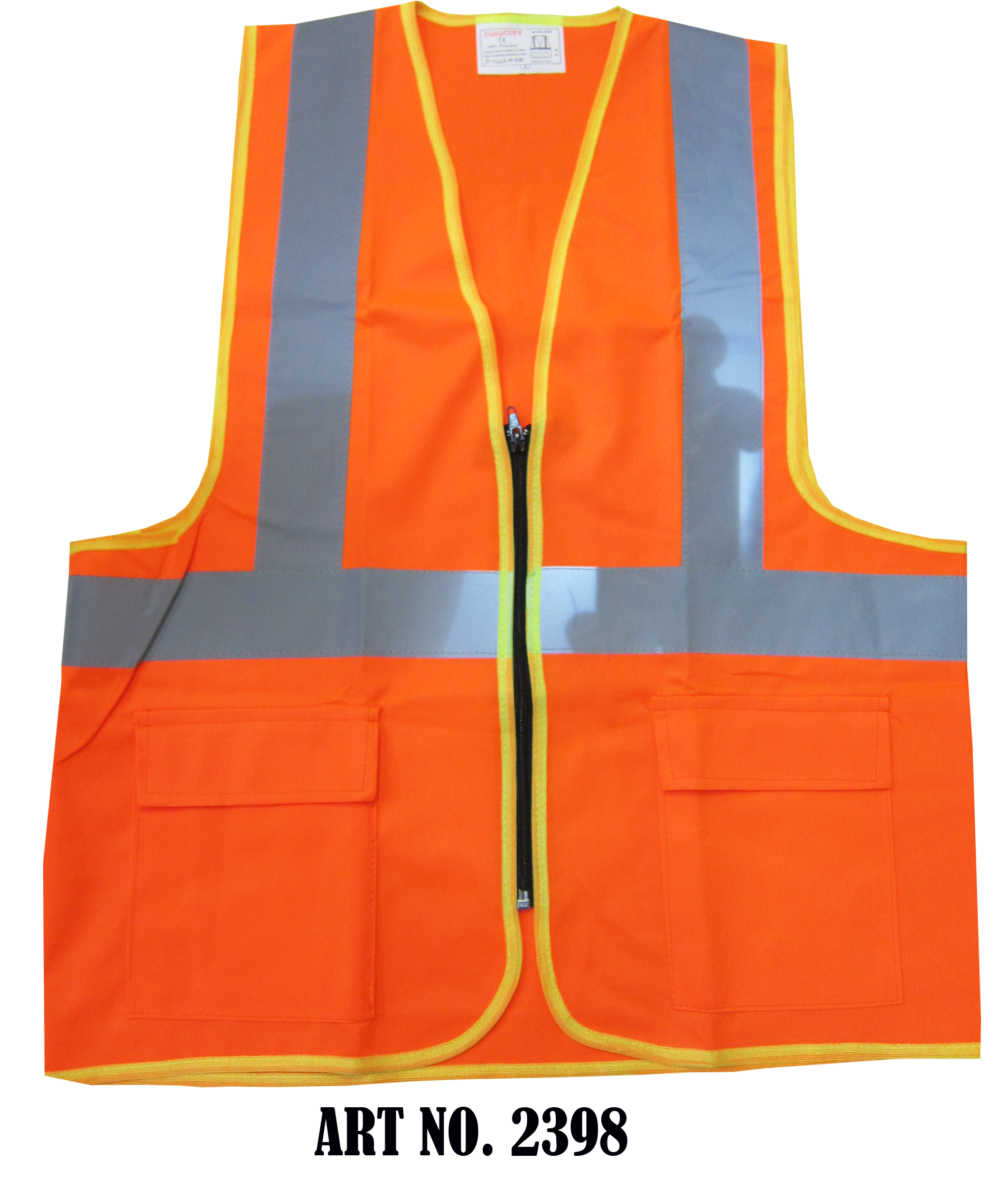 2398 REFLECTIVE VEST FABRIC W/PKT ORANGE