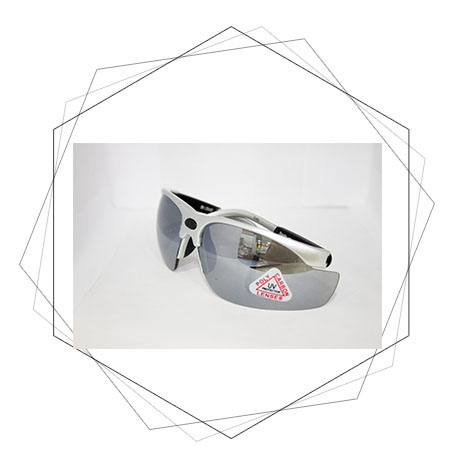 77B WHITE FRAME SILVER LENS SAFETY SPECTACLES FLEXIBLE , RUBBER TEMPLES, UV PROTECTION