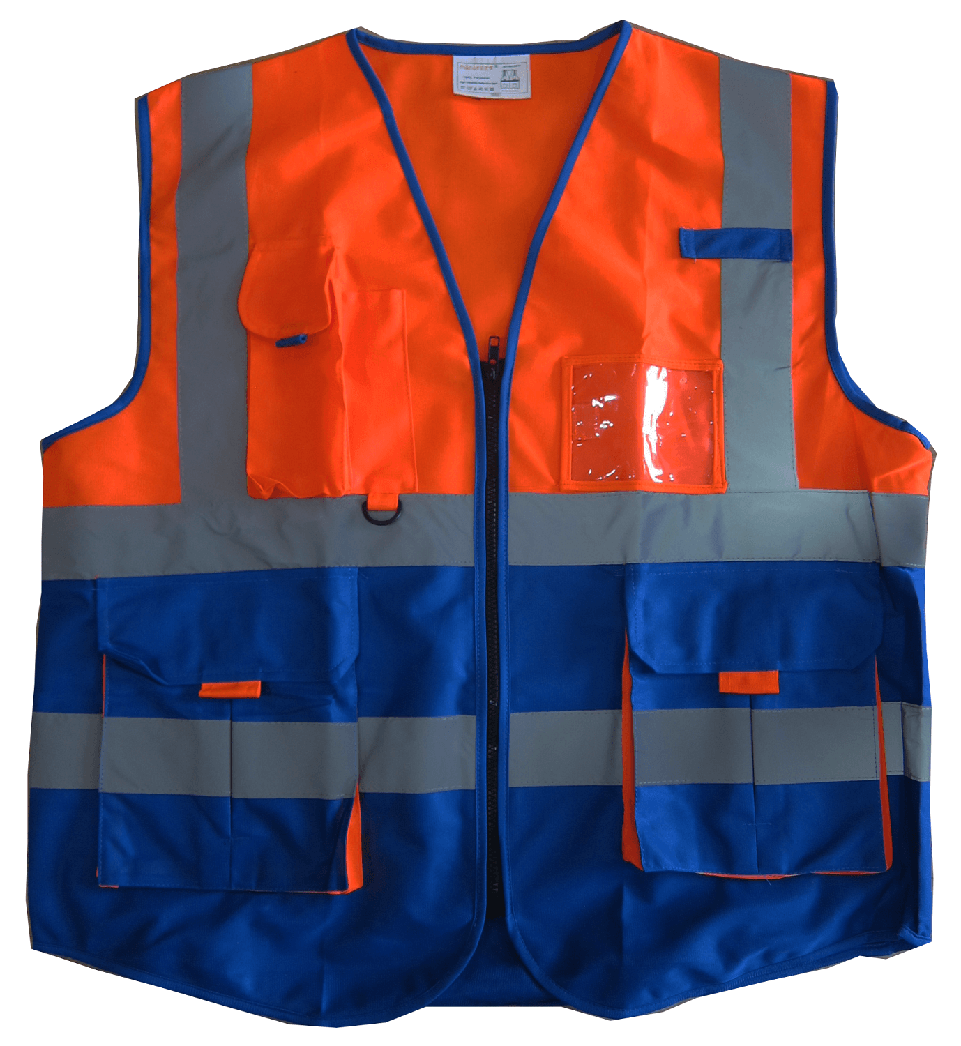  9977 Reflective Vest Dark Blue/Orange- High Visibility Vest with Zipper and Pocket