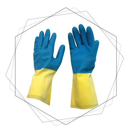  Bicolor Chloroprene Gloves Coated Over Natural Rubber