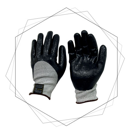 Black X5 Fiber Knitted Cut Resistant Liner Gloves - Dyneema Sandy Nitrile Level 5 Severe Cut Resistant Gloves