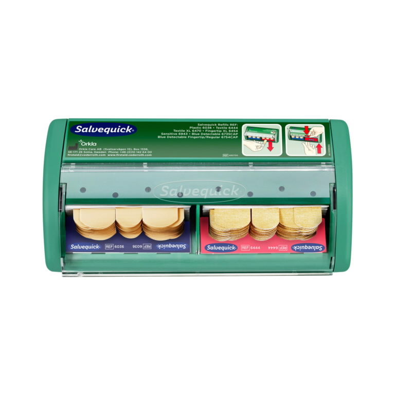 CEDERROTH SALVEQUICK DISPENSR complete with, 40 Textile Plasters (REF 6444) and 45 Plastic Plasters (REF 6036)