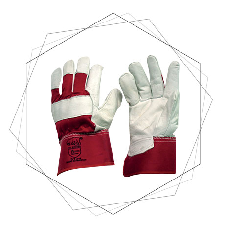  Cotton back. Rubberized cuff,Full Grain Leather Gloves with Red Back - Rubberized cuff gloves by STEIF