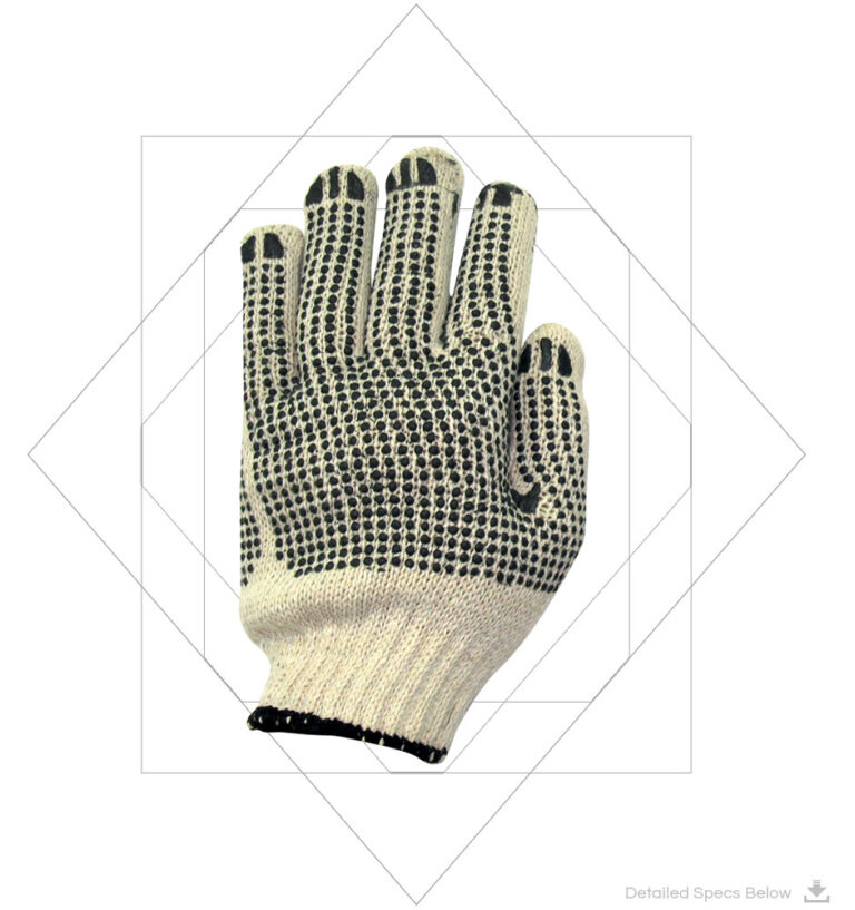 Cotton Seamless Knitted Gloves With PVC Dots On Both Sides