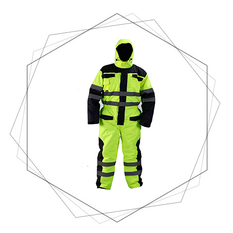  Coverall Fluorescent Yellow With Reflective Strip - Fluorescent Yellow Coverall with Reflective Tape