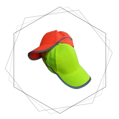 Fluorescent Reflective Cap -High Visibility Safety Unstructured Cap With Reflective Stripes Fluorescent