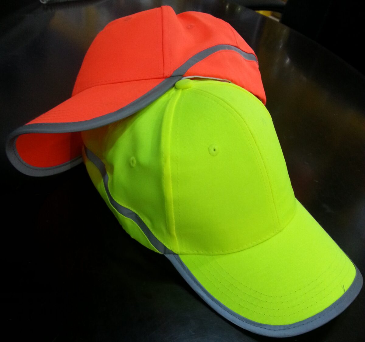 Fluorescent Reflective Cap -High Visibility Safety Unstructured Cap With Reflective Stripes Fluorescent