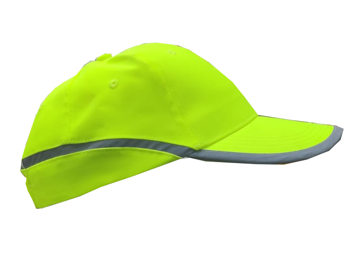 Fluorescent Reflective Cap -High Visibility Safety Unstructured Cap With Reflective Stripes Fluorescent