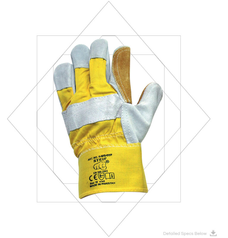 Grey Cowsplit Leather A-Grade Gloves Double Palm L22