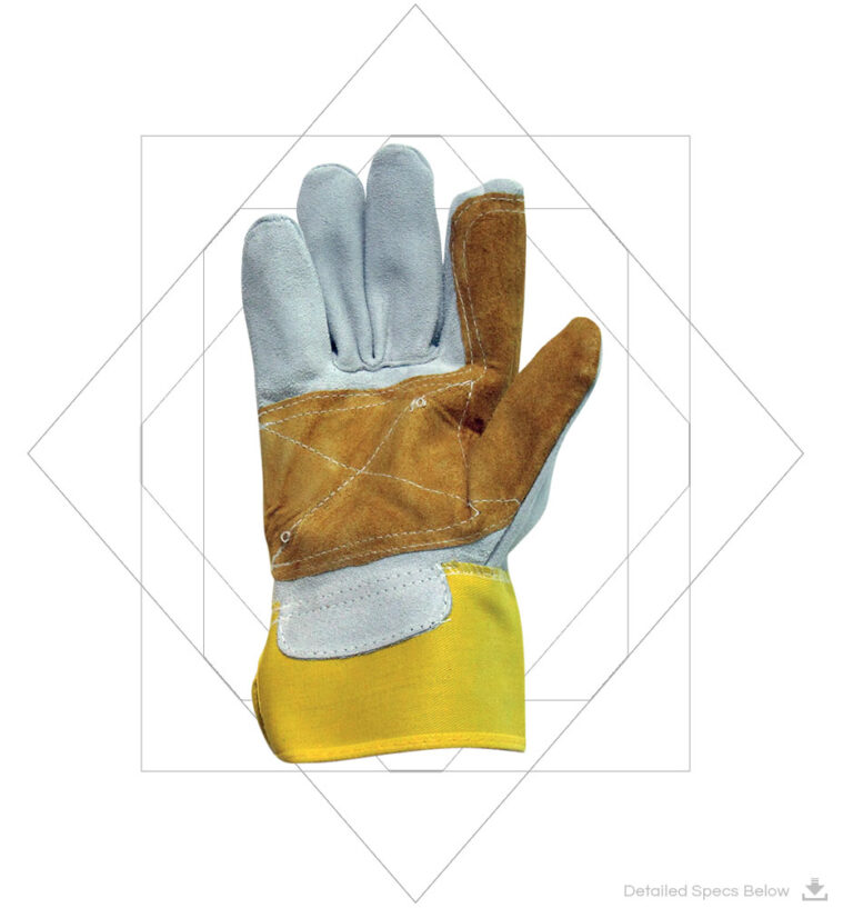 Grey Cowsplit Leather A-Grade Gloves Double Palm L22