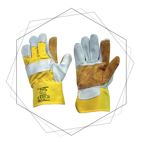 Grey Cowsplit Leather A-Grade Gloves Double Palm L22