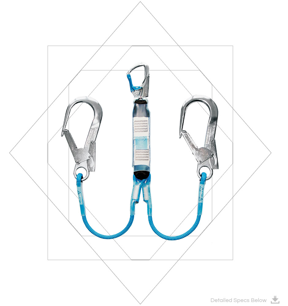 Kernmantle Rope Energy Absorbing Y Lanyard (Large Double Action Hook)