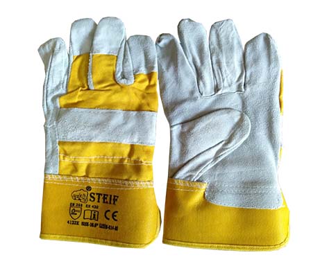 L12(H-814-B) Leather Gloves YLW Back R/C - Single Palm Leather Working Gloves