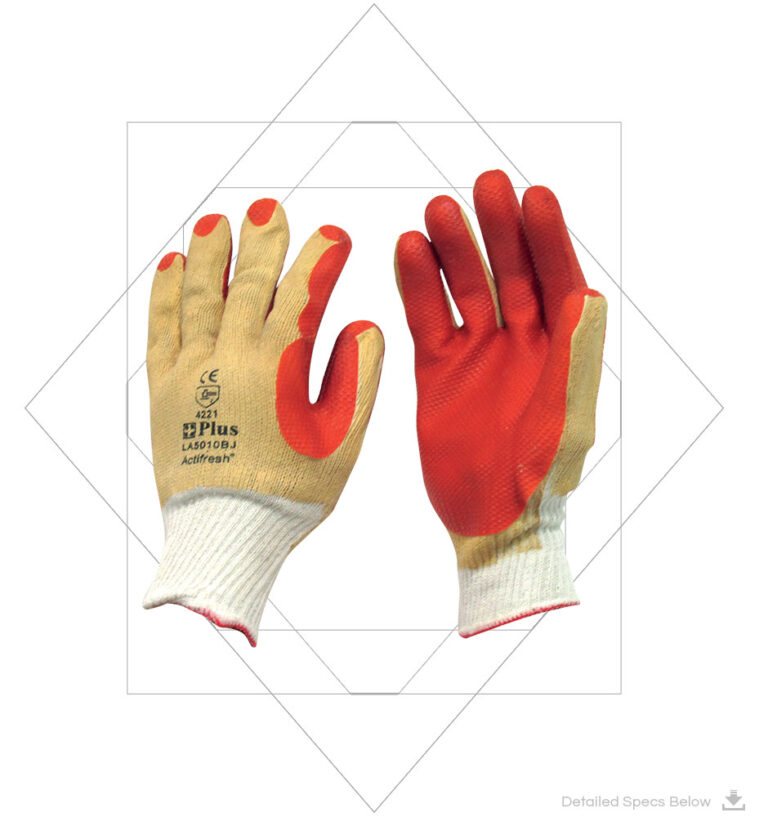 LA5010BJ White CTN Red Latex Pasted Gloves