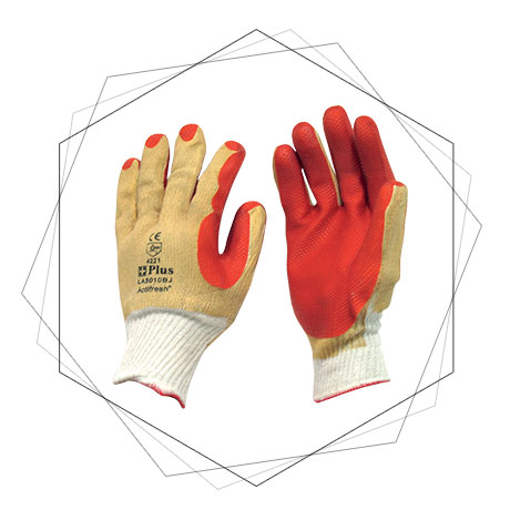 LA5010BJ White CTN Red Latex Pasted Gloves