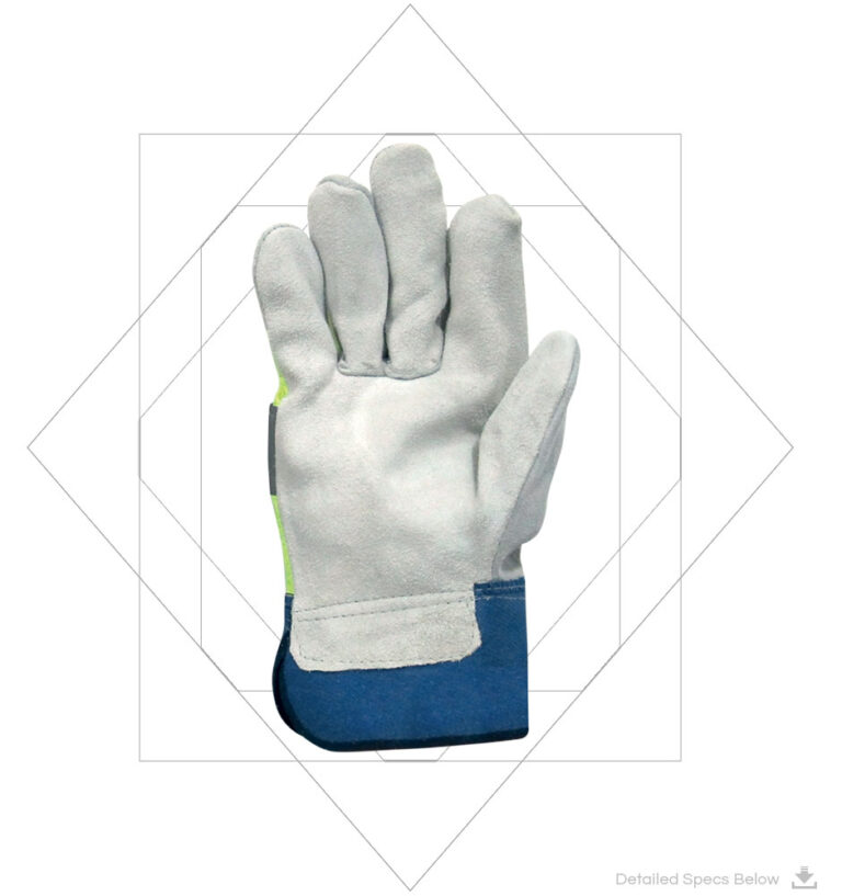 Leather Gloves with Fluorescent Reflective Back A-Grade L81