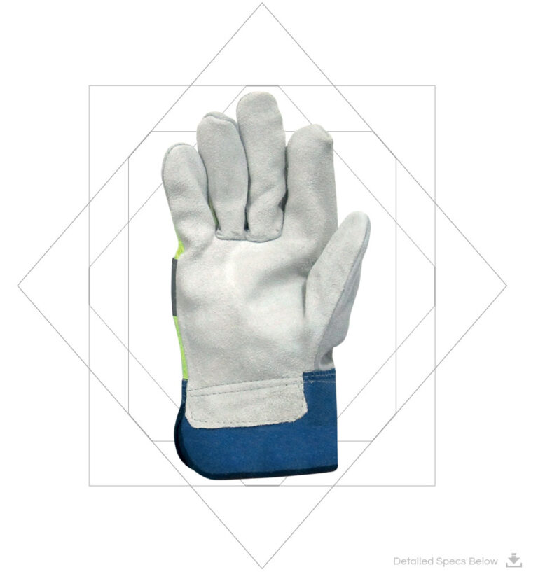 Leather Gloves with Fluorescent Reflective Back A-Grade L81