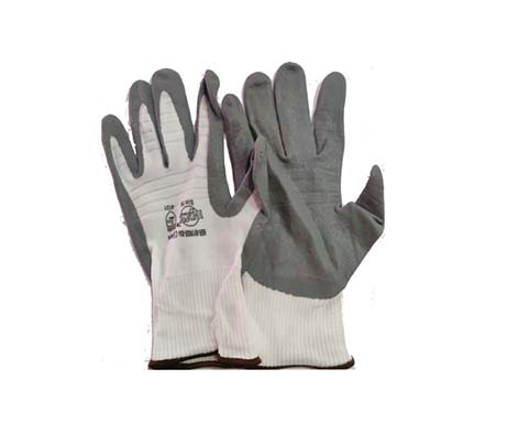 NBR-004 White Nylon Grey Foam Nitrile Coated Gloves