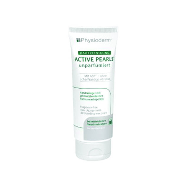 Physioderm Active Pearls 200ML (Heavy Dirt), skin protection cream  Properties:  Contains dirt-binding castor-oil wax pearls Skin is not affected by abrasive scrubbing agents Remove dirt particles without affecting the skin.