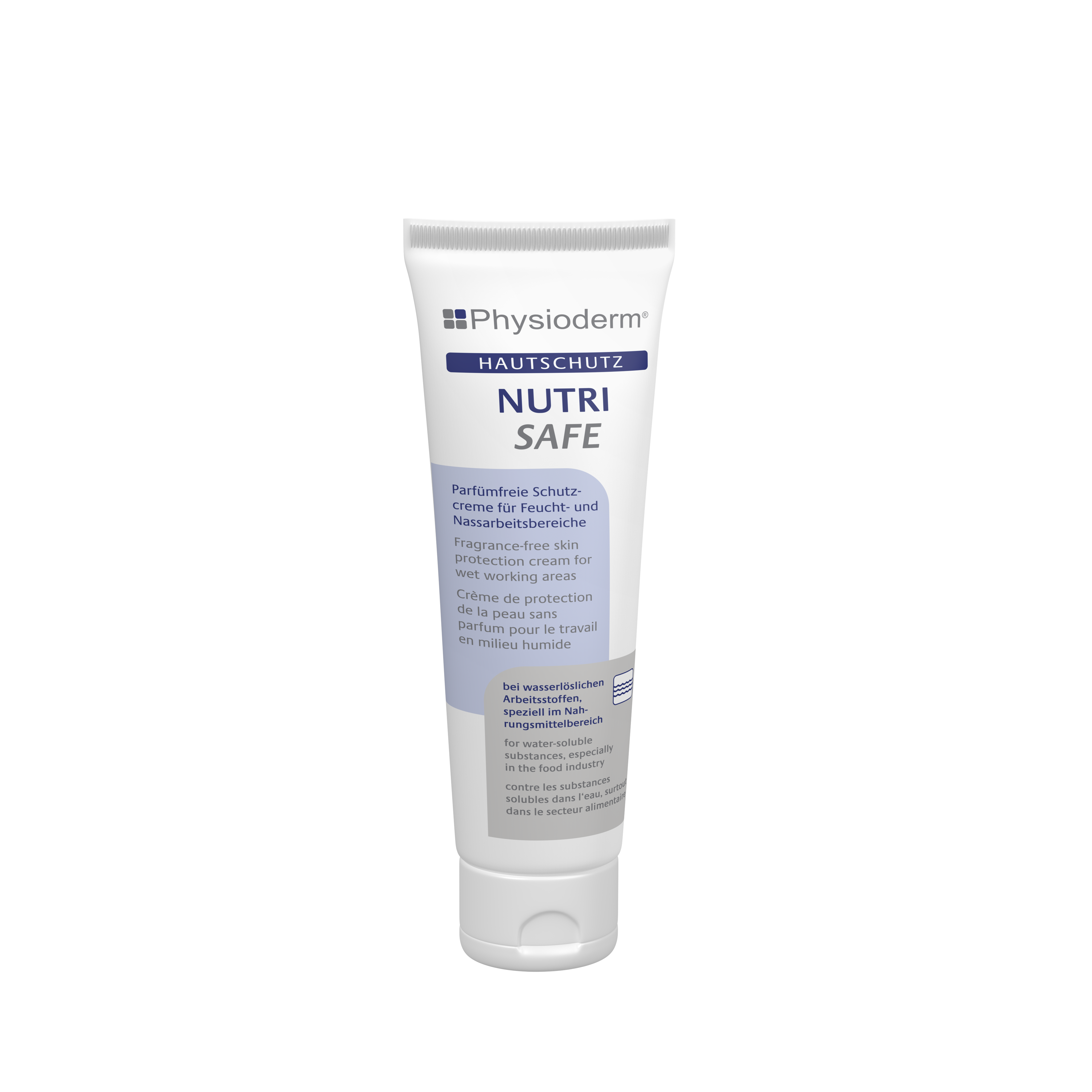 Physioderm Nutri Safe 100ML (Water Soluble), Rapid absorption skin protection gel  Properties:  Food secure  Rapid absorption  Silicone-free.  Fragrance- and perfume-free.  HACCP-compliant.