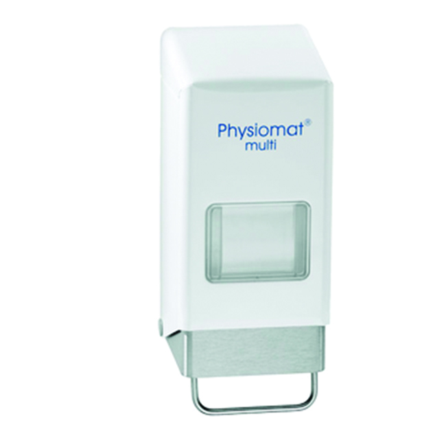 Physioderm Physiomat Multi Dispenser, Easy handling Robust dispenser  Properties:  Robust dispenser, Partly made of stainless steel, Offers -easy handling -optimal dosage -good emptying best possible hygiene, as there is no direct contact between pro