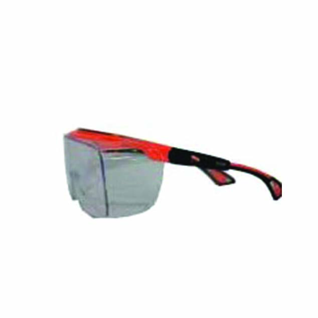 TF377 Orange Frame Orange & Black Temple Clear Lens Safety Spectacles, Anti fog
