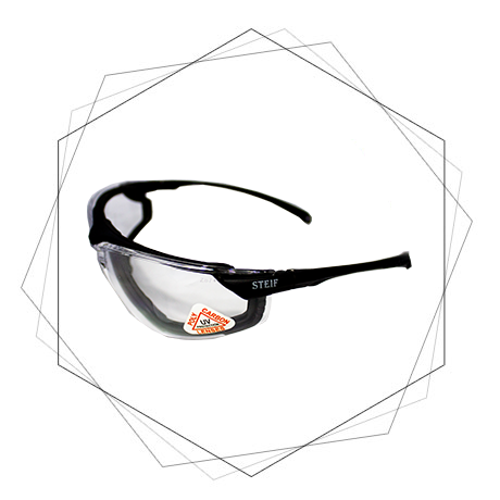 TWF002A Black Strip Safety Spectacles- Dust blocking gas kit, Anti scratch, UV protection safety glass