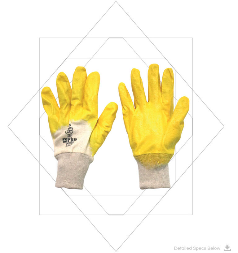 Yellow Nitrile Knit Wrist - Nitrile Full Coated Gloves With Knit Wrist