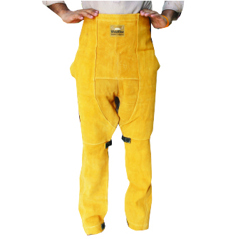  Yellow Welder's Split Trouser Kelvar Stitch -Leather Welding Trouser Flame & Spark Resistant Kevlar Stitched Trouser